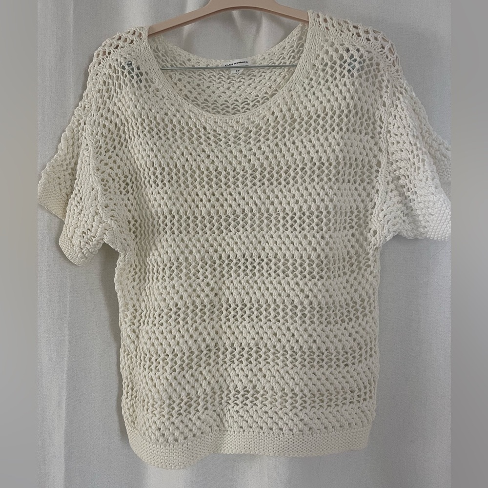 CLUB MONACO white open knit shirt S